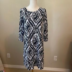 Lilly Pulitzer Black and White Coral Printed Dress Long Sleeve Medium
